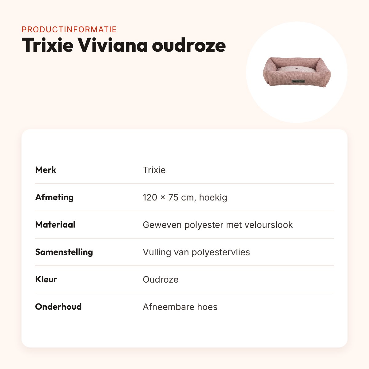 Trixie hondenmand Viviana hoekig oudroze 120 x 75 cm – productinformatie
