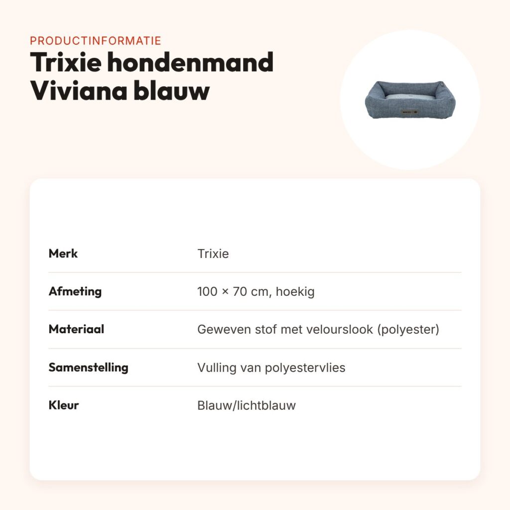 Trixie hondenmand Viviana hoekig velours blauw/lichtblauw 100 x 70 cm – productinformatie