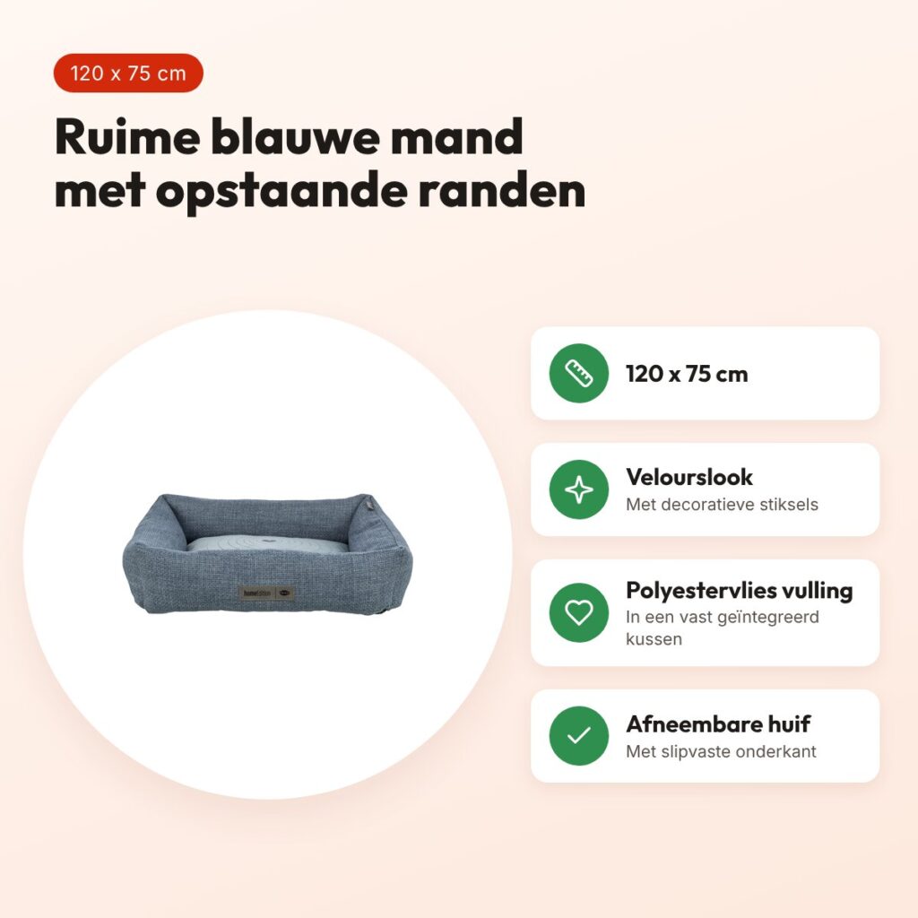 Trixie hondenmand Viviana hoekig velours blauw/lichtblauw 120 x 75 cm – voordelen