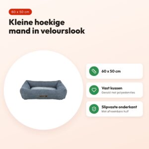 Trixie hondenmand Viviana hoekig velours blauw/lichtblauw 60 x 50 cm – voordelen