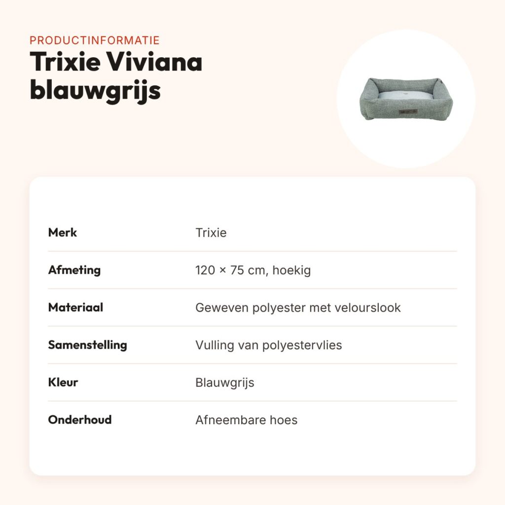 Trixie hondenmand Viviana hoekig velours blauwgrijs 120 x 75 cm – productinformatie