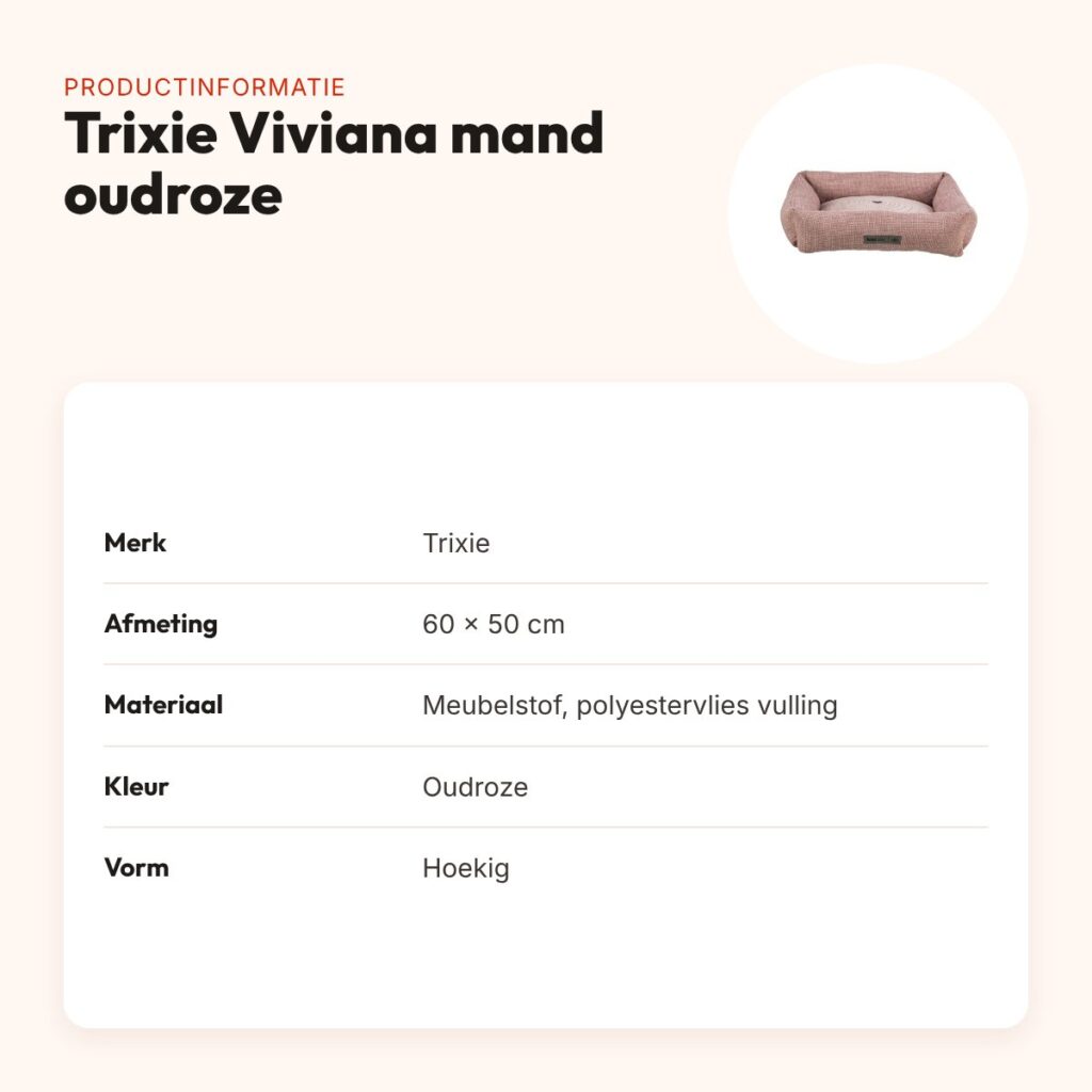 Trixie hondenmand Viviana oudroze 60 x 50 cm – hoekig, meubelstof – productinformatie