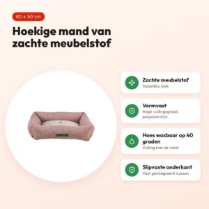 Trixie hondenmand Viviana oudroze 60 x 50 cm – hoekig, meubelstof – voordelen