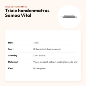 Trixie hondenmatras Samoa Vital donkergroen 120 x 80 cm – opvouwbaar – productinformatie