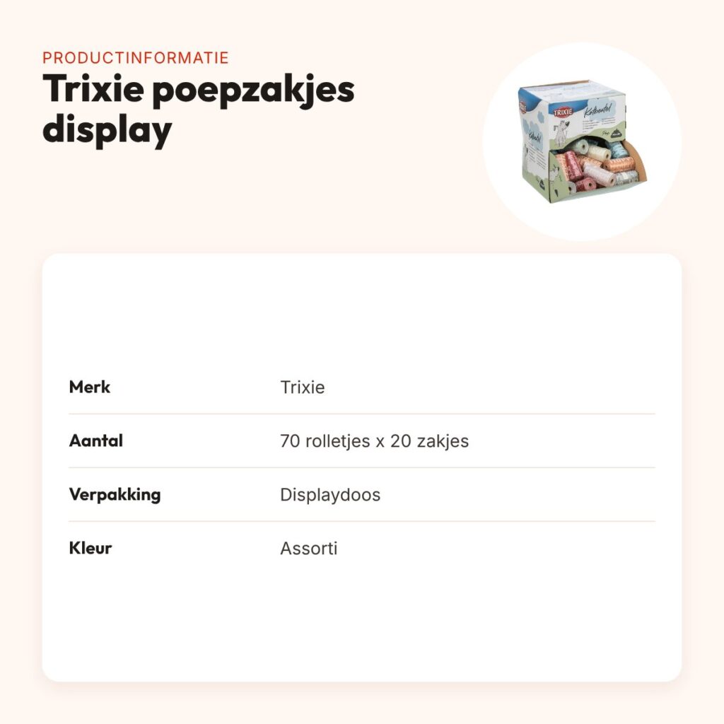 Trixie hondenpoepzakjes display 70 x 20 stuks – assorti – productinformatie
