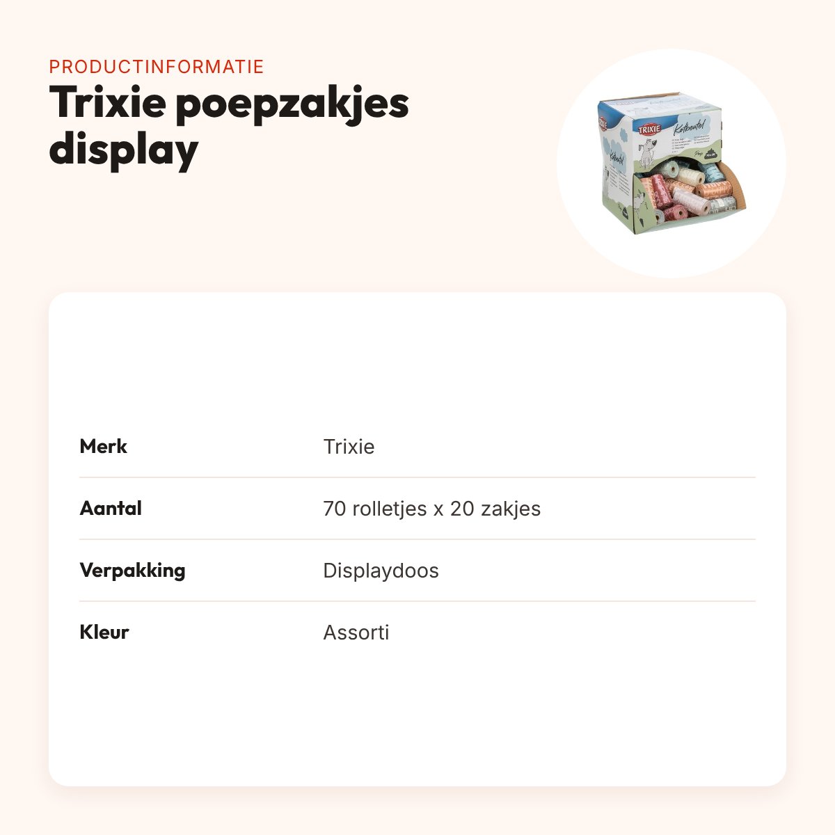Trixie hondenpoepzakjes display 70 x 20 stuks – assorti – productinformatie