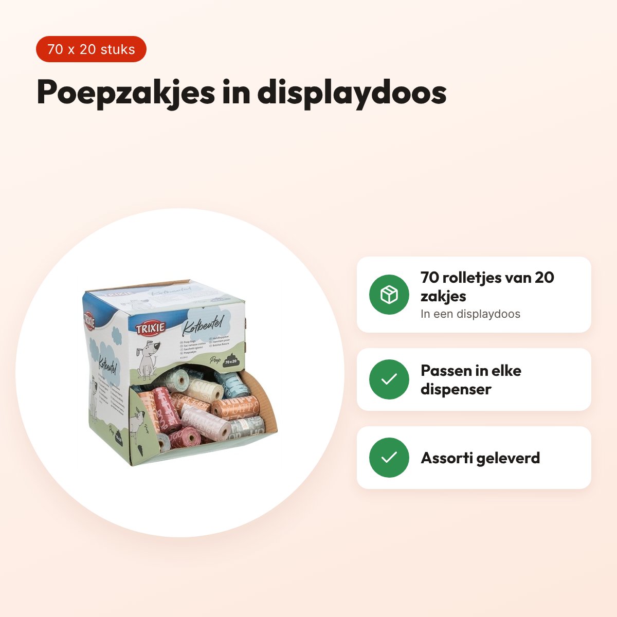 Trixie hondenpoepzakjes display 70 x 20 stuks – assorti – voordelen