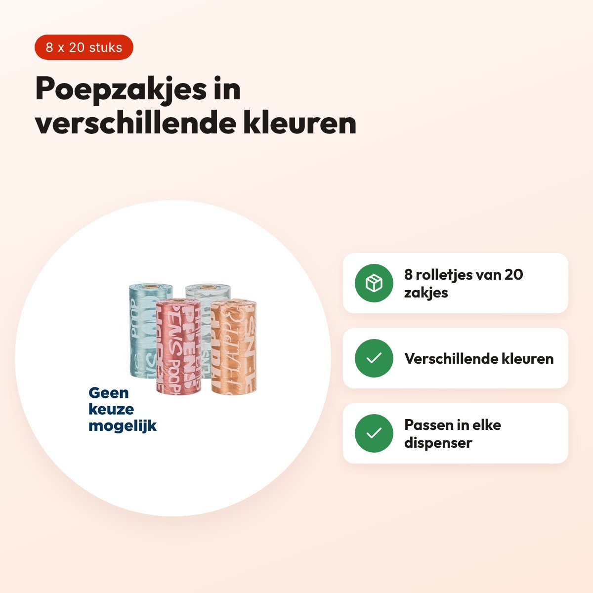 Trixie hondenpoepzakjes medium assorti 8 x 20 stuks – voordelen