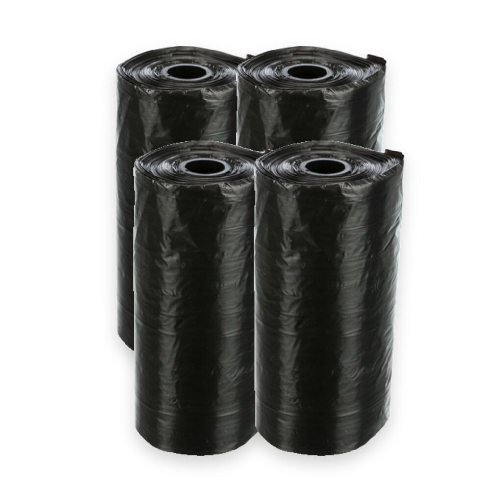 Trixie hondenpoepzakjes zwart met pootafdrukken 4 x 20 stuks