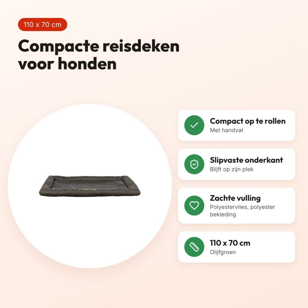 Trixie hondenreisdeken Samoa olijfgroen 110 x 70 cm – compact, slipvast – voordelen