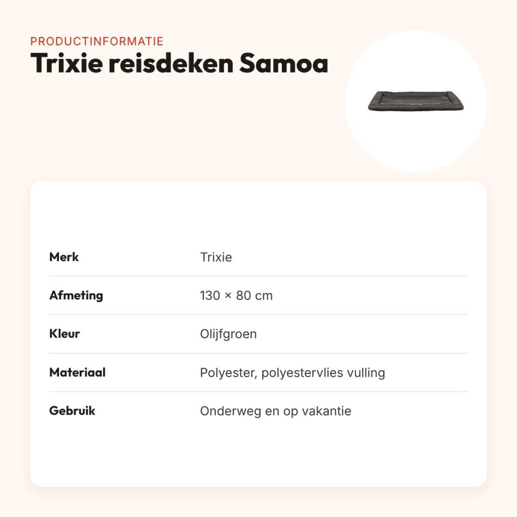 Trixie hondenreisdeken Samoa olijfgroen 130 x 80 cm – compact, slipvast – productinformatie