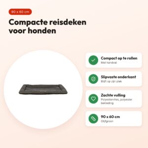 Trixie hondenreisdeken Samoa olijfgroen 90 x 60 cm – compact, slipvast – voordelen
