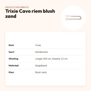 Trixie hondenriem Cavo verstelbaar blush zand 200 x 1,2 cm – productinformatie