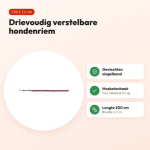 Trixie hondenriem Cavo verstelbaar fuchsia/grijs 200 x 1,2 cm – voordelen