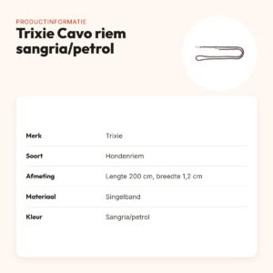 Trixie hondenriem Cavo verstelbaar sangria/petrol 200 x 1,2 cm – productinformatie