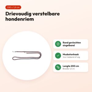 Trixie hondenriem Cavo verstelbaar sangria/petrol 200 x 1,8 cm – voordelen