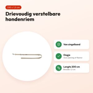 Trixie hondenriem Premium verstelbaar zand taupe 200 x 1,5 cm – voordelen