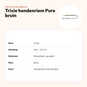 Trixie hondenriem Pure leer bruin 100 x 2,5 cm – nubuckleer – productinformatie