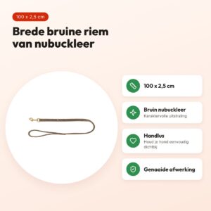 Trixie hondenriem Pure leer bruin 100 x 2,5 cm – nubuckleer – voordelen