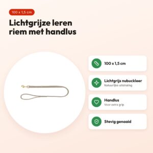 Trixie hondenriem Pure leer lichtgrijs 100 x 1,5 cm – nubuckleer – voordelen