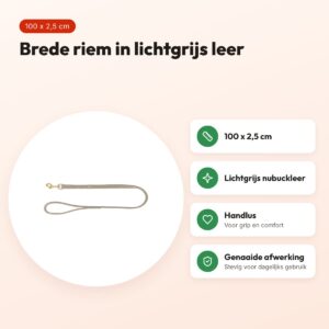 Trixie hondenriem Pure leer lichtgrijs 100 x 2,5 cm – nubuckleer – voordelen