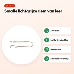 Trixie hondenriem Pure leer lichtgrijs 120 x 1 cm – nubuckleer – voordelen