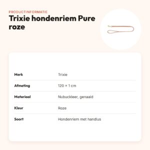 Trixie hondenriem Pure leer roze 120 x 1 cm – nubuckleer – productinformatie