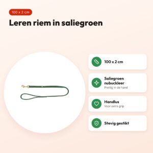 Trixie hondenriem Pure leer saliegroen 100 x 2 cm – nubuckleer – voordelen