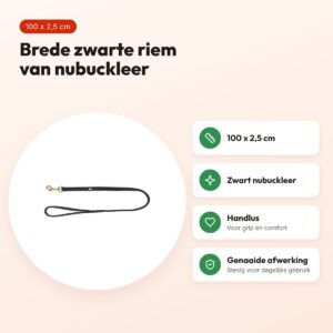 Trixie hondenriem Pure leer zwart 100 x 2,5 cm – nubuckleer – voordelen