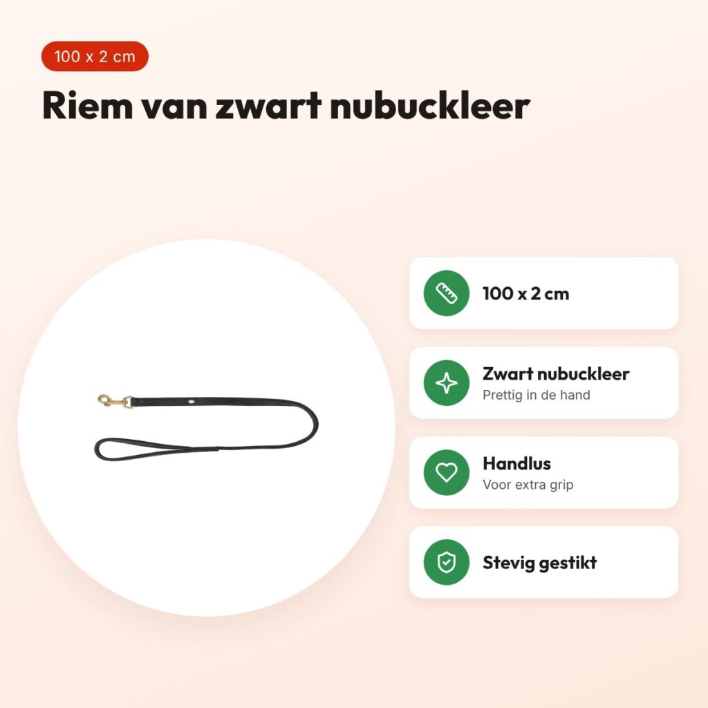 Trixie hondenriem Pure leer zwart 100 x 2 cm – nubuckleer – voordelen