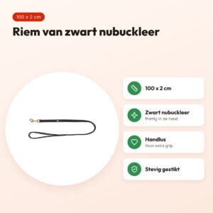 Trixie hondenriem Pure leer zwart 100 x 2 cm – nubuckleer – voordelen