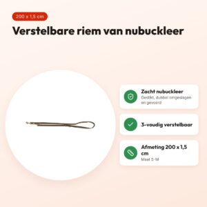 Trixie hondenriem Pure nubuckleer bruin S-M 200 x 1,5 cm – voordelen