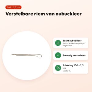 Trixie hondenriem Pure nubuckleer lichtgrijs L-XL 200 x 2,5 cm – voordelen