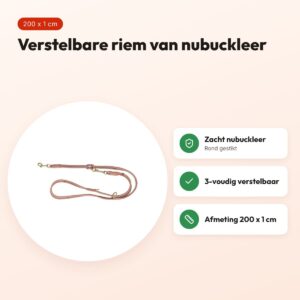 Trixie hondenriem Pure nubuckleer roze 200 x 1 cm – rond gestikt – voordelen