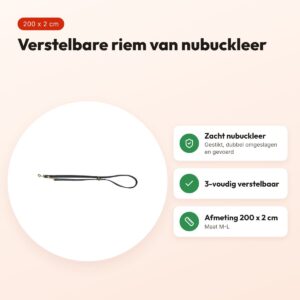 Trixie hondenriem Pure nubuckleer zwart M-L 200 x 2 cm – voordelen