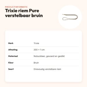 Trixie hondenriem Pure verstelbaar leer bruin 200 x 1 cm – productinformatie