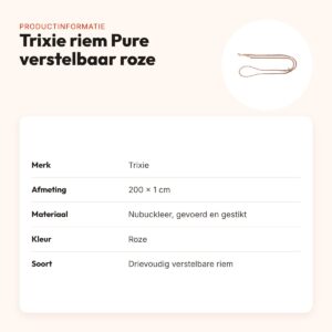 Trixie hondenriem Pure verstelbaar leer roze 200 x 1 cm – productinformatie