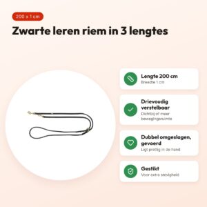 Trixie hondenriem Pure verstelbaar leer zwart 200 x 1 cm – voordelen
