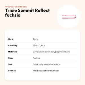 Trixie hondenriem Summit Reflect verstelbaar touw fuchsia 200 x 1,3 cm – productinformatie