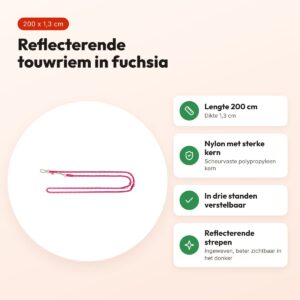Trixie hondenriem Summit Reflect verstelbaar touw fuchsia 200 x 1,3 cm – voordelen
