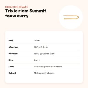 Trixie hondenriem Summit verstelbaar rond touw curry 200 x 0,9 cm – productinformatie