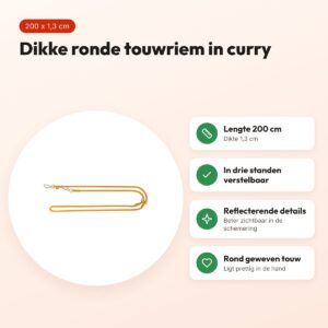 Trixie hondenriem Summit verstelbaar rond touw curry 200 x 1,3 cm – voordelen