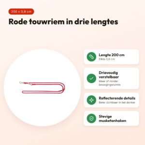Trixie hondenriem Summit verstelbaar rond touw rood 200 x 0,9 cm – voordelen
