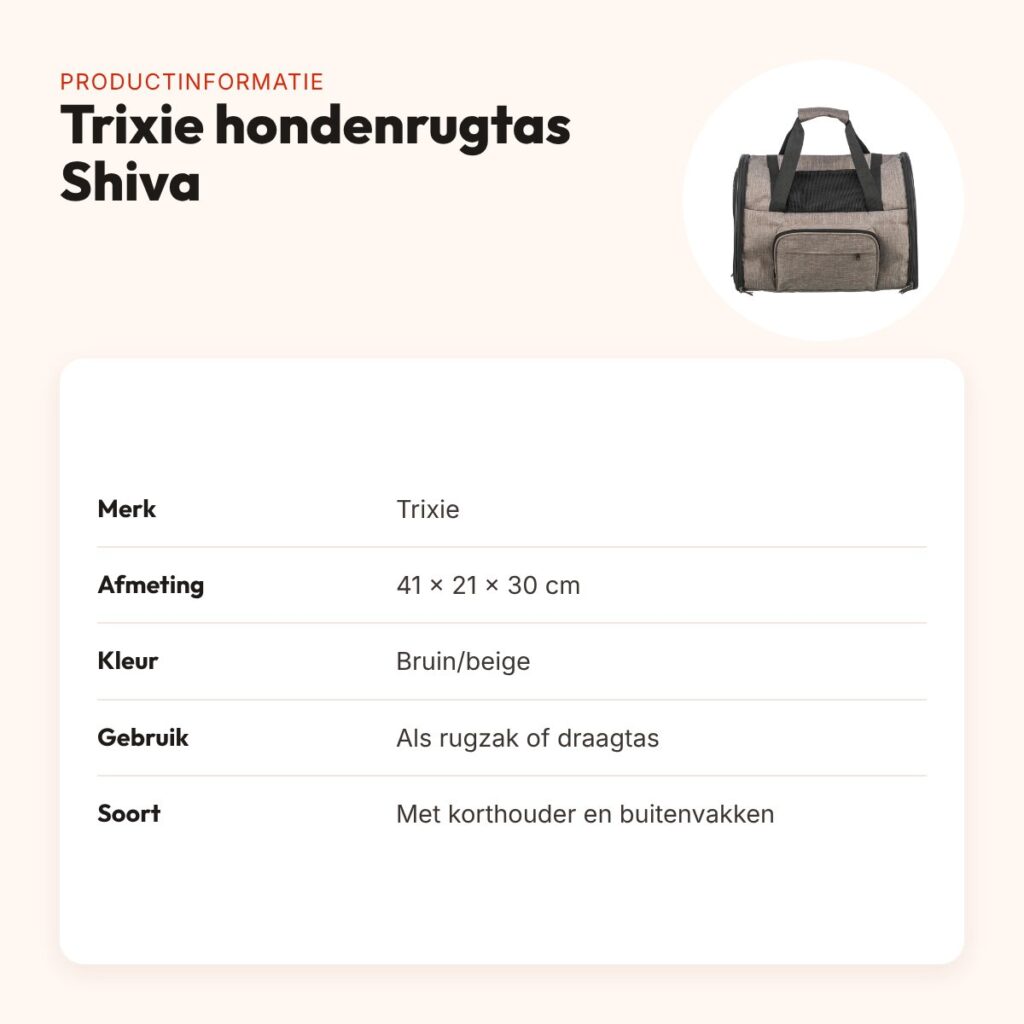 Trixie hondenrugtas Shiva bruin/beige 41 x 21 x 30 cm – productinformatie