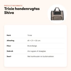 Trixie hondenrugtas Shiva bruin/beige 41 x 21 x 30 cm – productinformatie