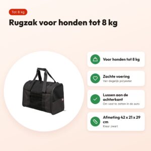Trixie hondenrugzak Connor zwart 42 x 21 x 29 cm – tot 8 kg – voordelen