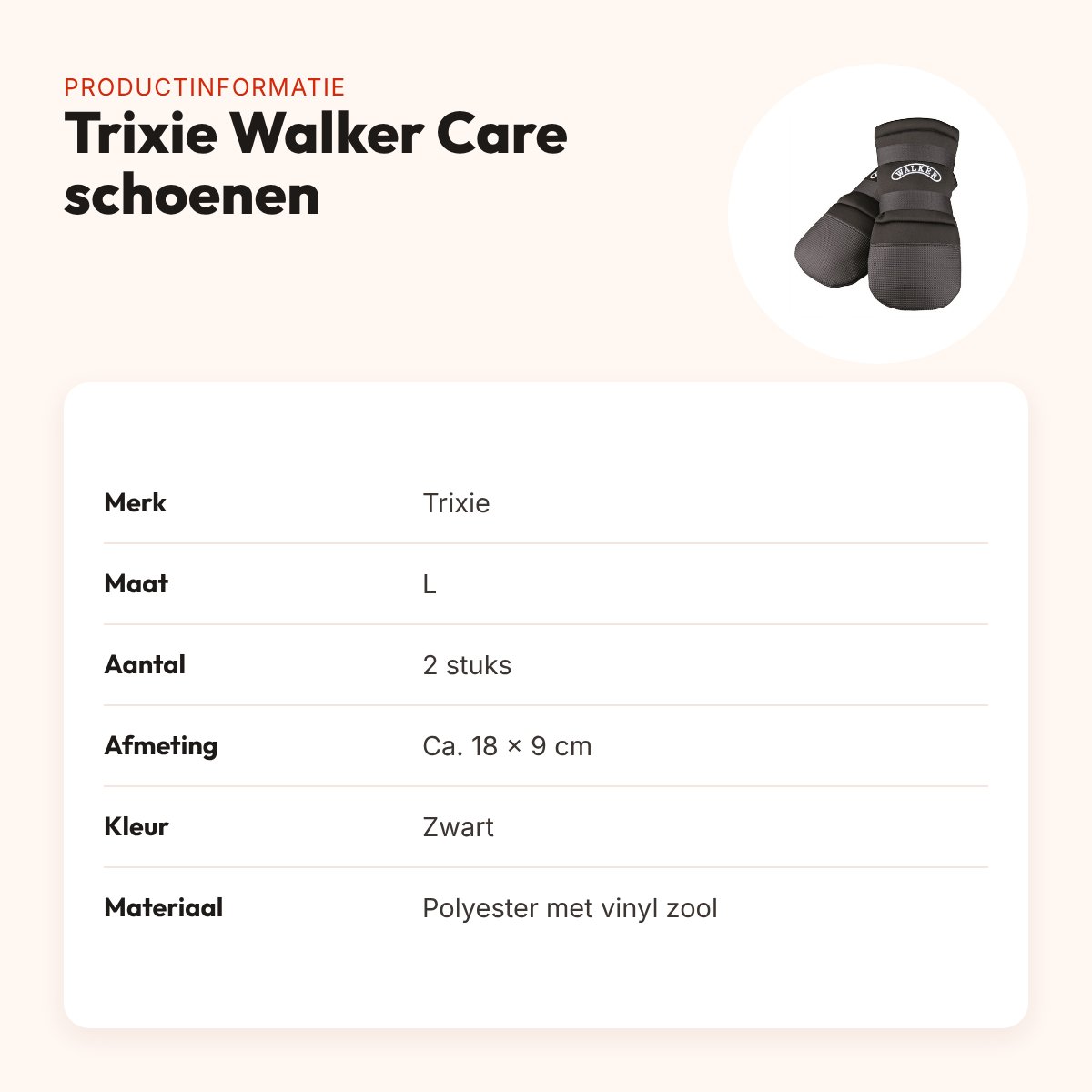 Trixie hondenschoenen Walker Care zwart L – 2 stuks, 18 x 9 cm – productinformatie