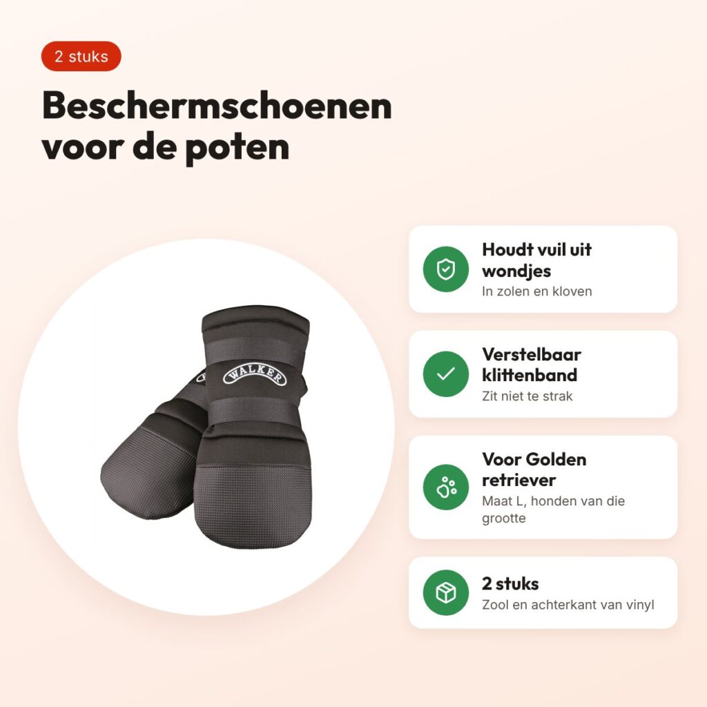 Trixie hondenschoenen Walker Care zwart L – 2 stuks, 18 x 9 cm – voordelen