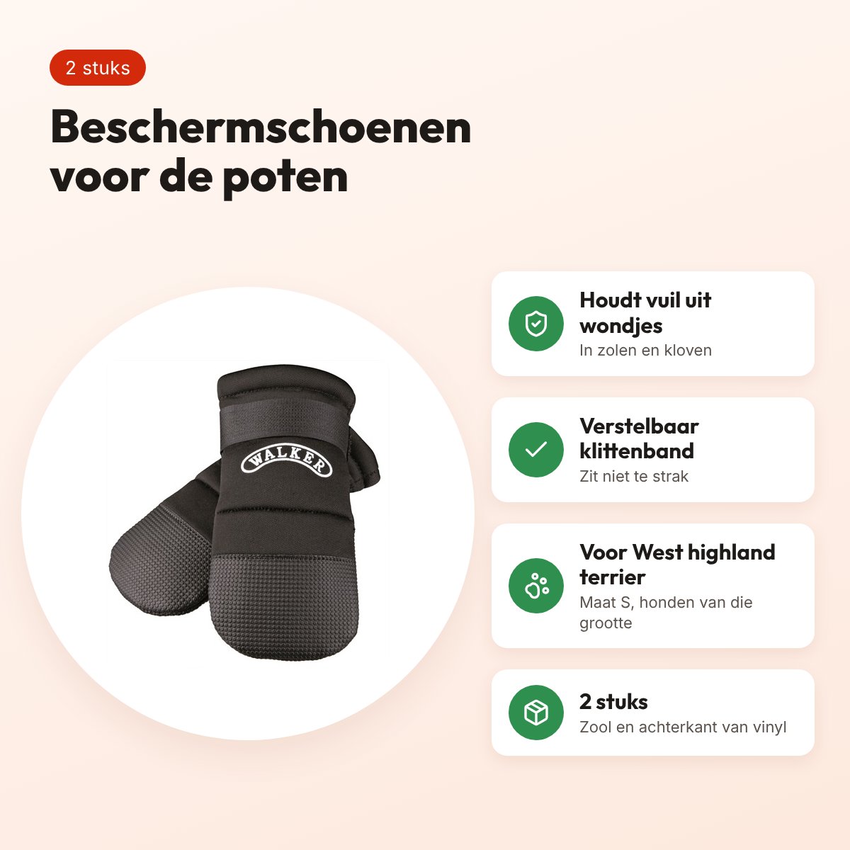 Trixie hondenschoenen Walker Care zwart S – 2 stuks – voordelen