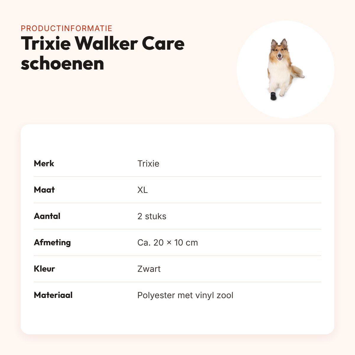 Trixie hondenschoenen Walker Care zwart XL – 2 stuks, 20 x 10 cm – productinformatie
